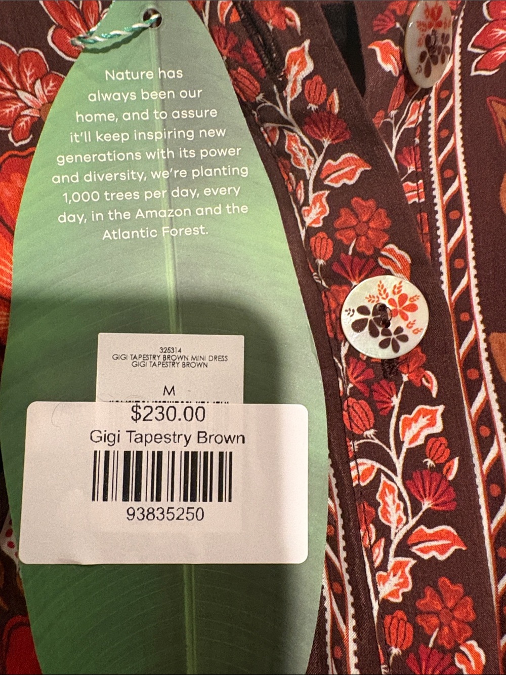 Farm Rio Gigi Tapestry Brown dress size M NWT - Picture 2 of 5